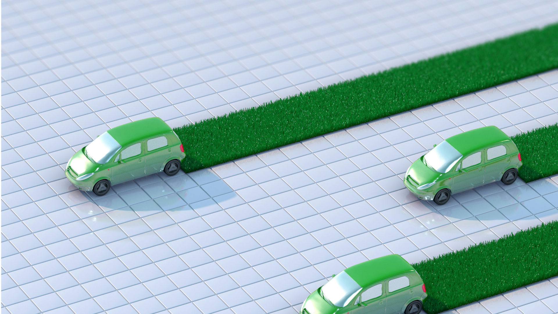 3 grüne Spielzeugautos