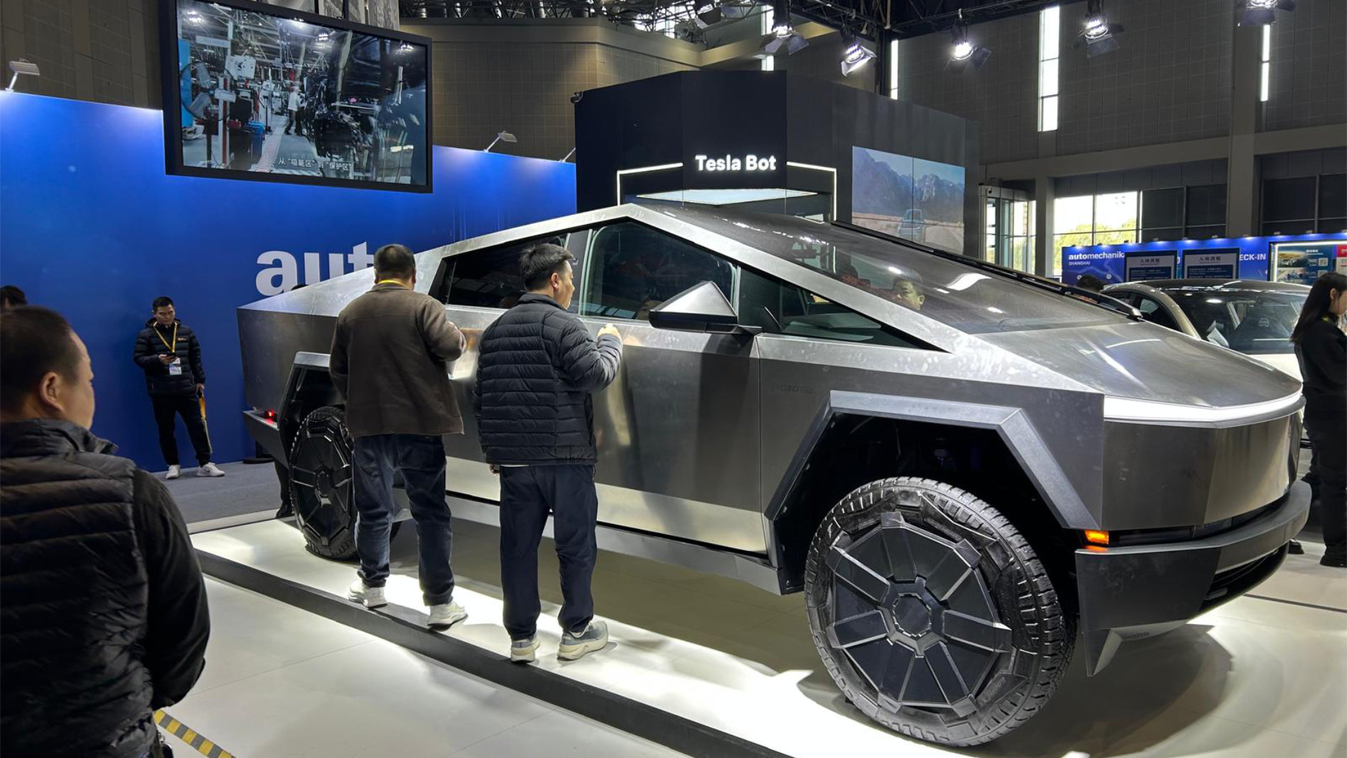 Tesla Cybertruck displayed at automotive show