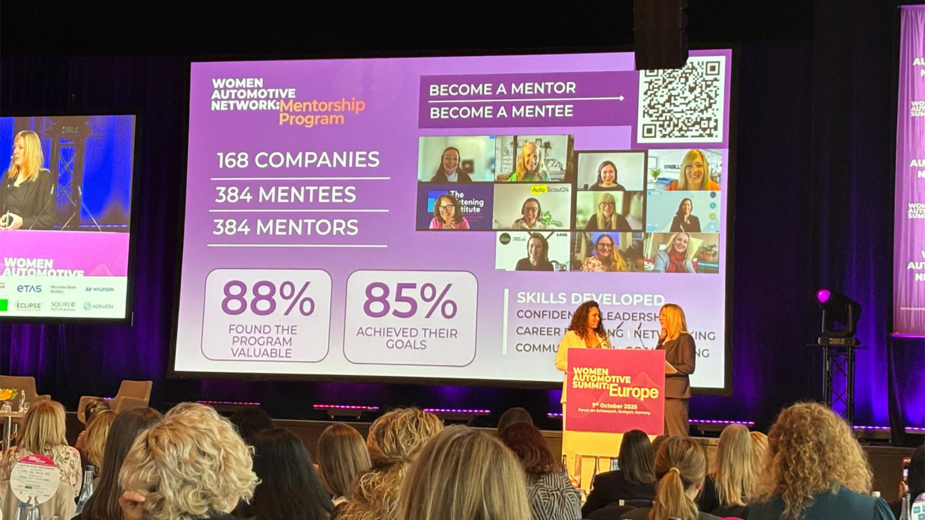 Presentation of the mentorship programme at Women Automotive Summit Europe with success statistics and participants