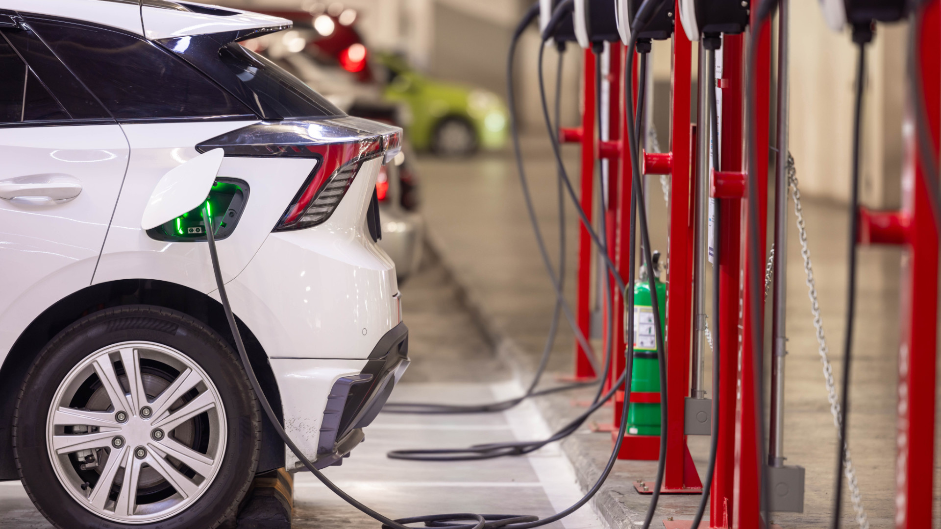 Electric car at a charging station