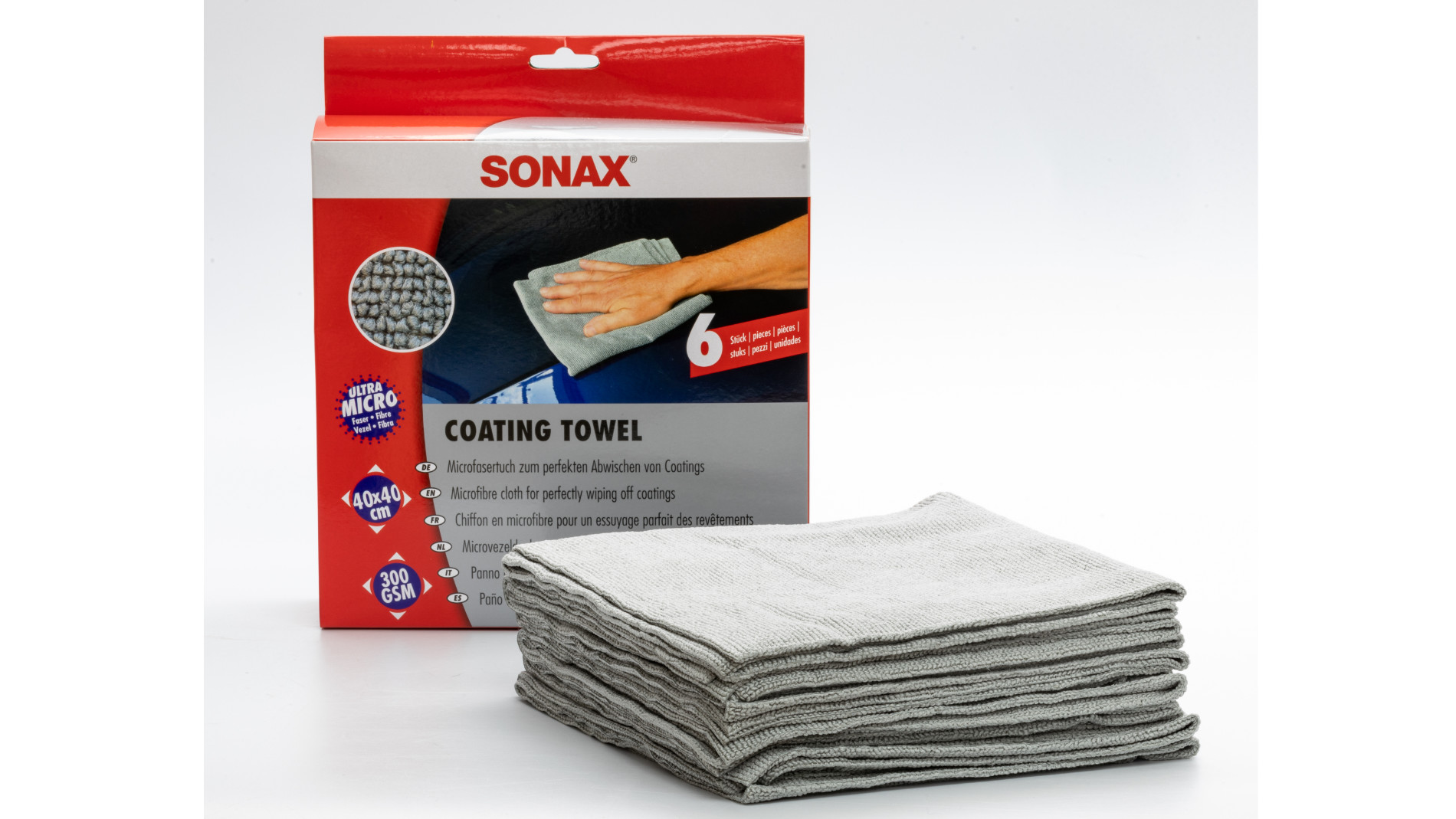 Sonax Coating Towel – Mikrofasertücher für das präzise Abwischen von Beschichtungen in der Fahrzeugpflege.