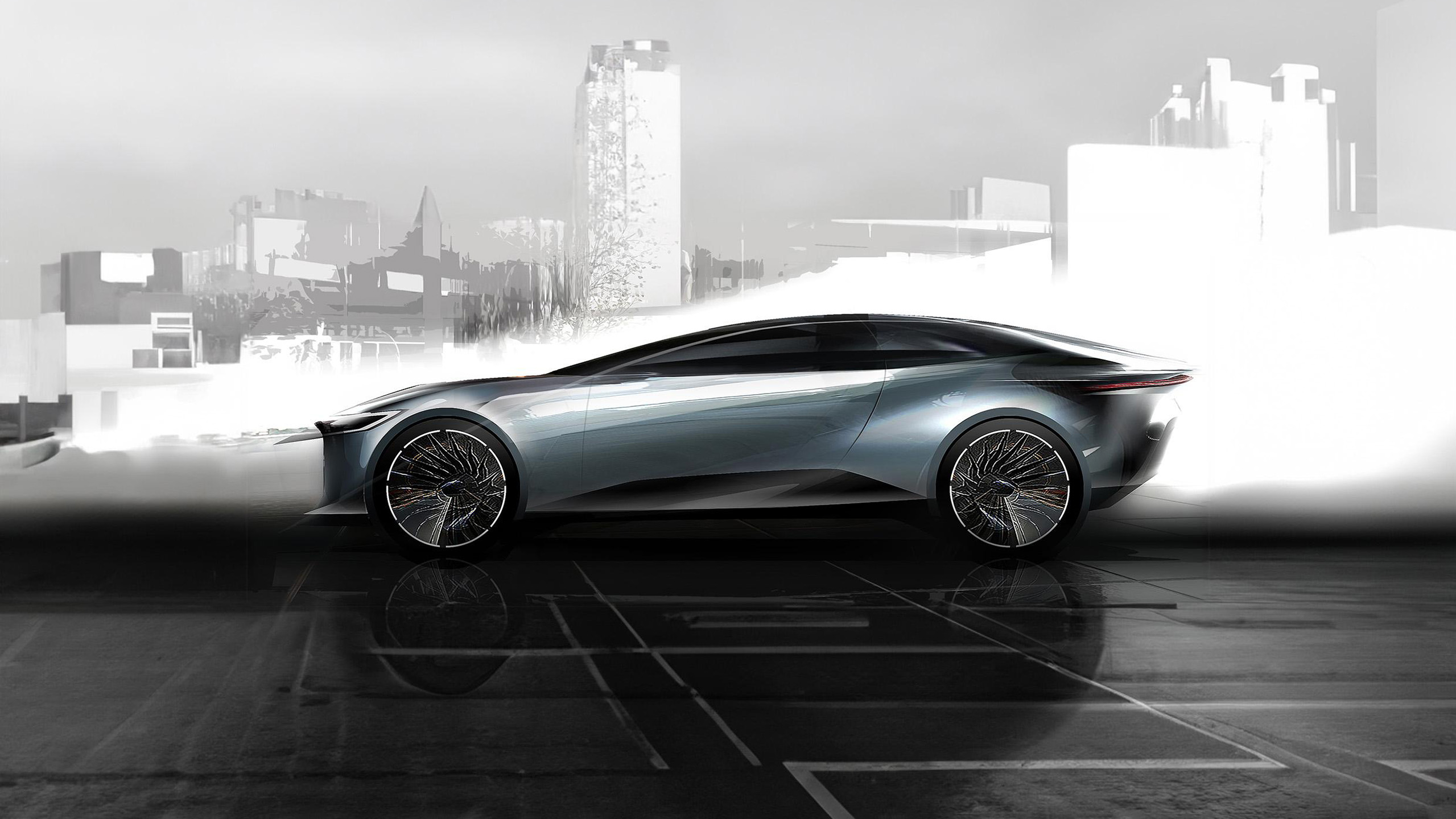 Silver car in Purpose Design