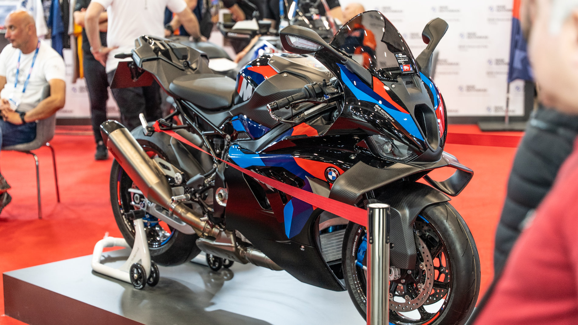 Sports motorbike on display in the exhibition hall