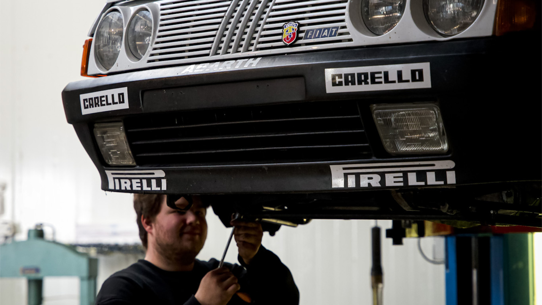 Front view of restored rally classic