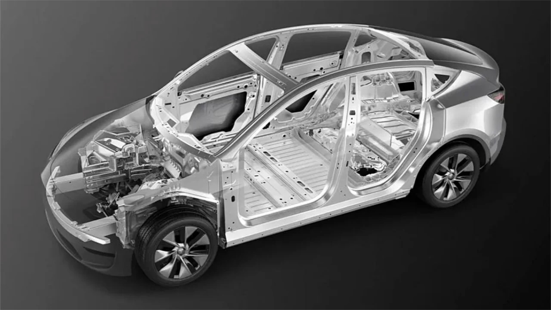 The body shell of a car, visible without panelling