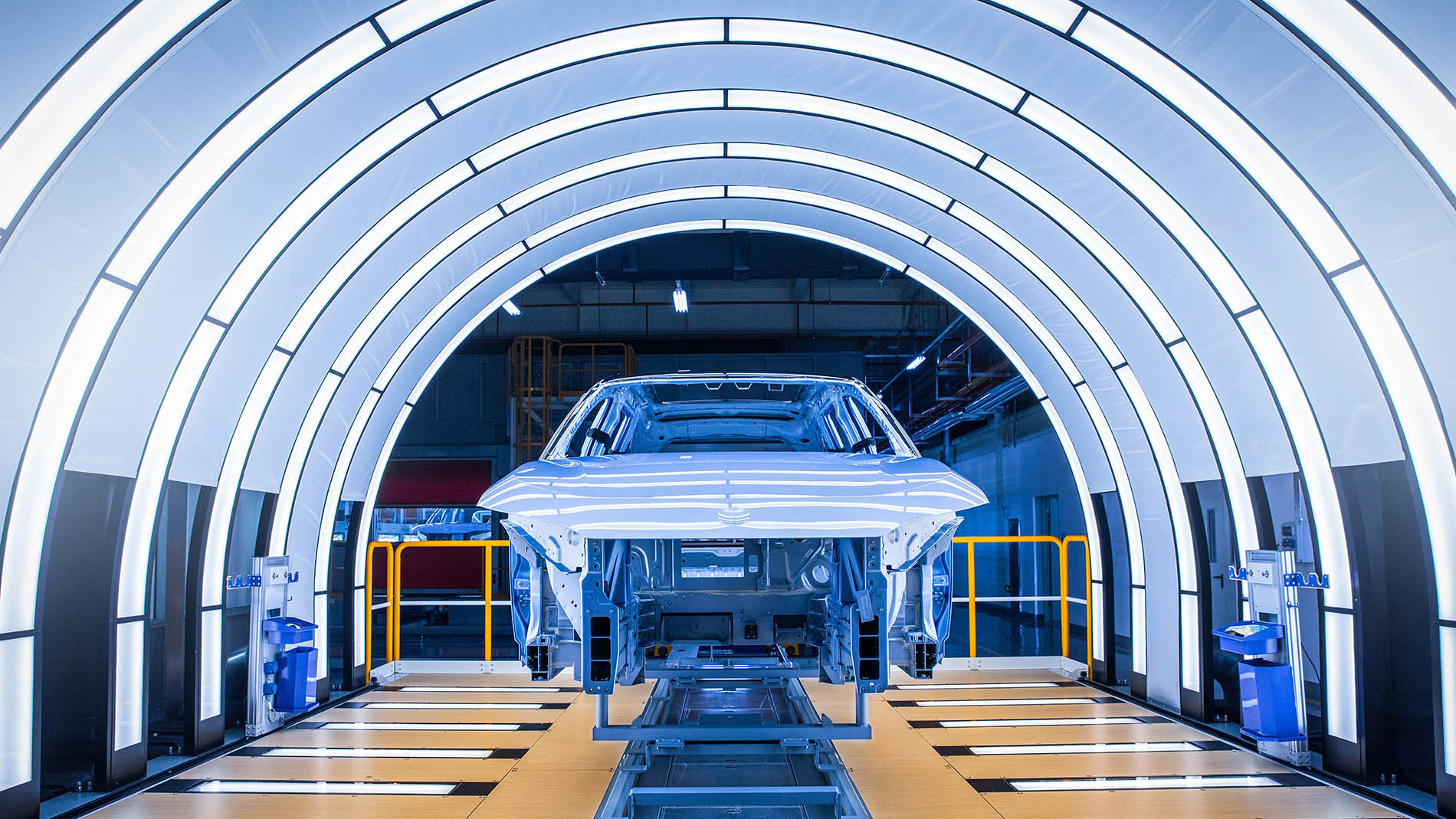 Vehicle body in modern light testing facility
