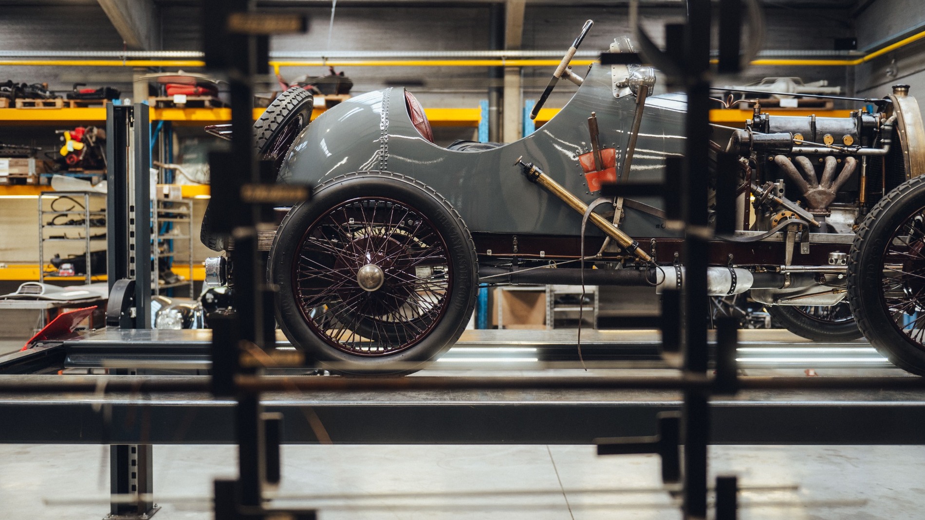 Pre-war Bugatti on a lifting platform